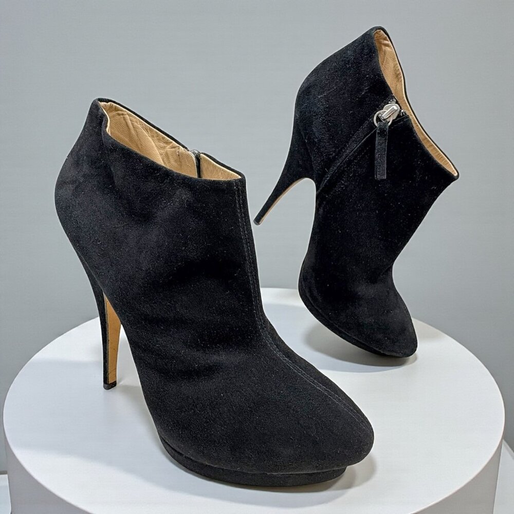 GIUSEPPE ZANOTTI EVA Black Kid Suede Platform Stiletto‎ Bootie